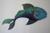large painted and gilt fish plaque