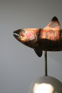 Leaping Trout with stone ball