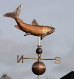 Lake Trout Weathervane with spun copper balls